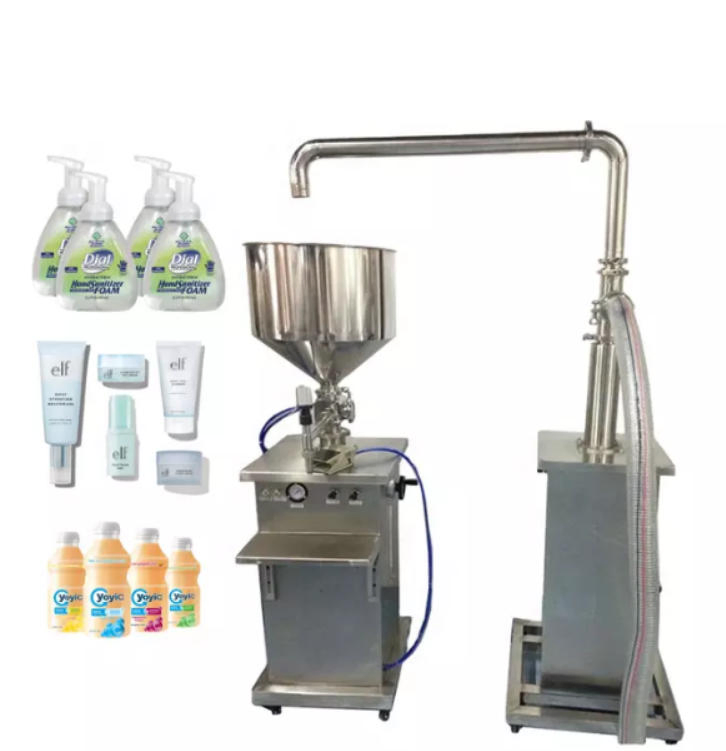 Small Manual Semi-Automatic Pneumatic Vertical Filling Machine for Ointment Liquid Cream Paste Lotion Shampoo Essential Oil for Automatic Cosmetic Production