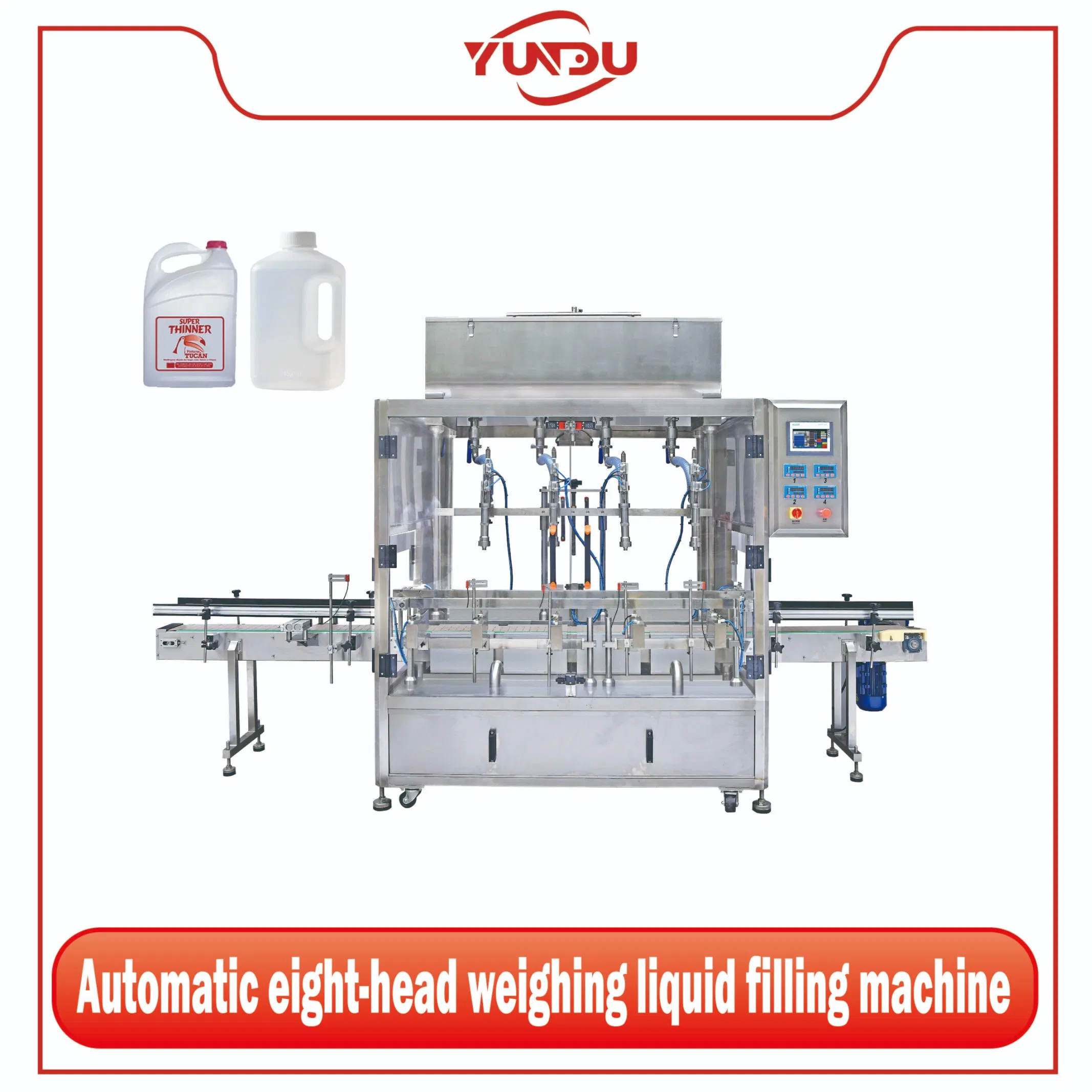 Automatic Net Weight Load Cell Drum Filler 5L -20L Liquid Oil Weighing Multi-Head Filling Machine Line
