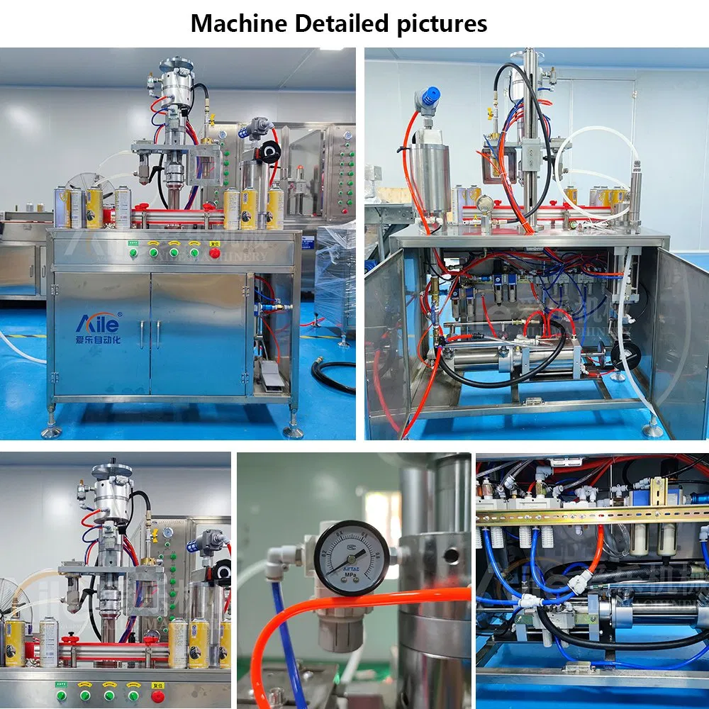 Low Price Small Semi Automatic 3 in 1 Aerosol Spray Paint Tin Cans Filling Machine Production Line Liquid Filling Valve Crimping Gas Filling