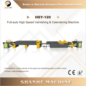 CE Certification HSY-120 Full-auto High Speed Varnishing & Calendering Machine