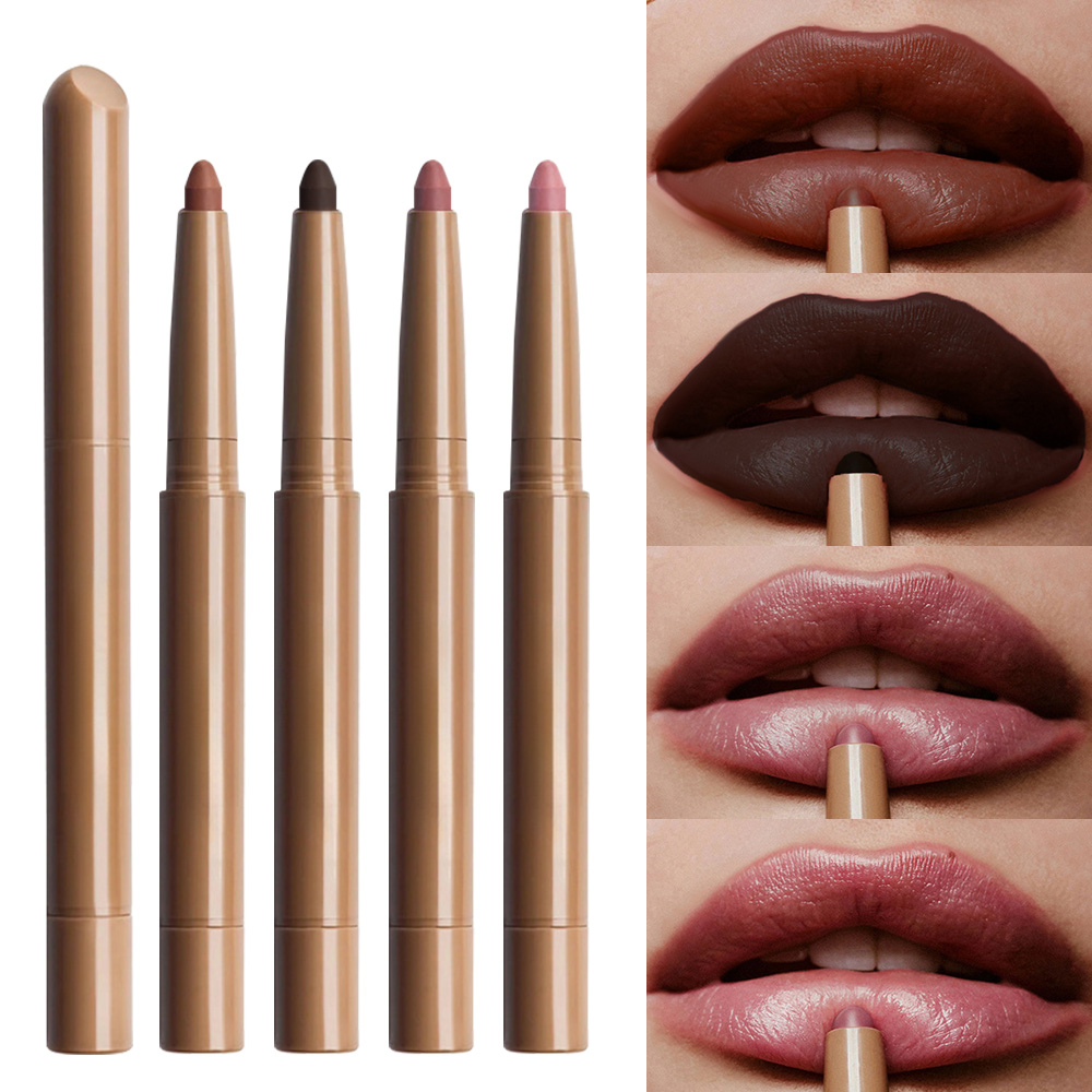 Custom Logo Creamy Peptide Lip Liner Double Ended Waterproof Matte Velvet Vegan Dark Brown Plumper Long Lasting Lip-liner