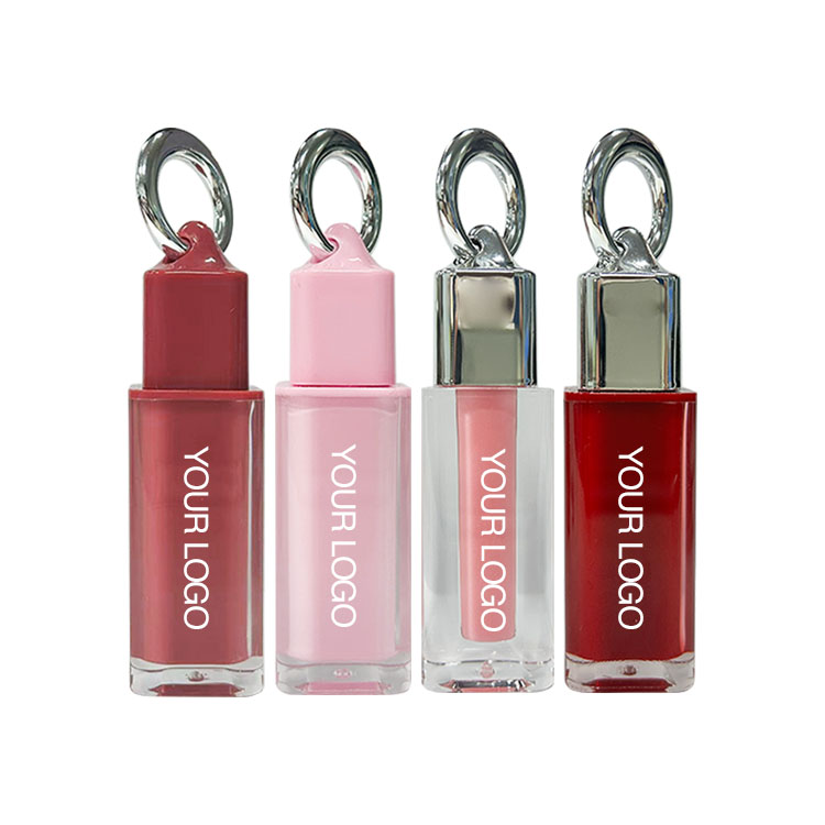 Wholesale Vegan Lip Gloss Keychain Long Lasting Clear Shimmer Glitter Lip Oils High Pigment Moisturizing Matte Sunscreen