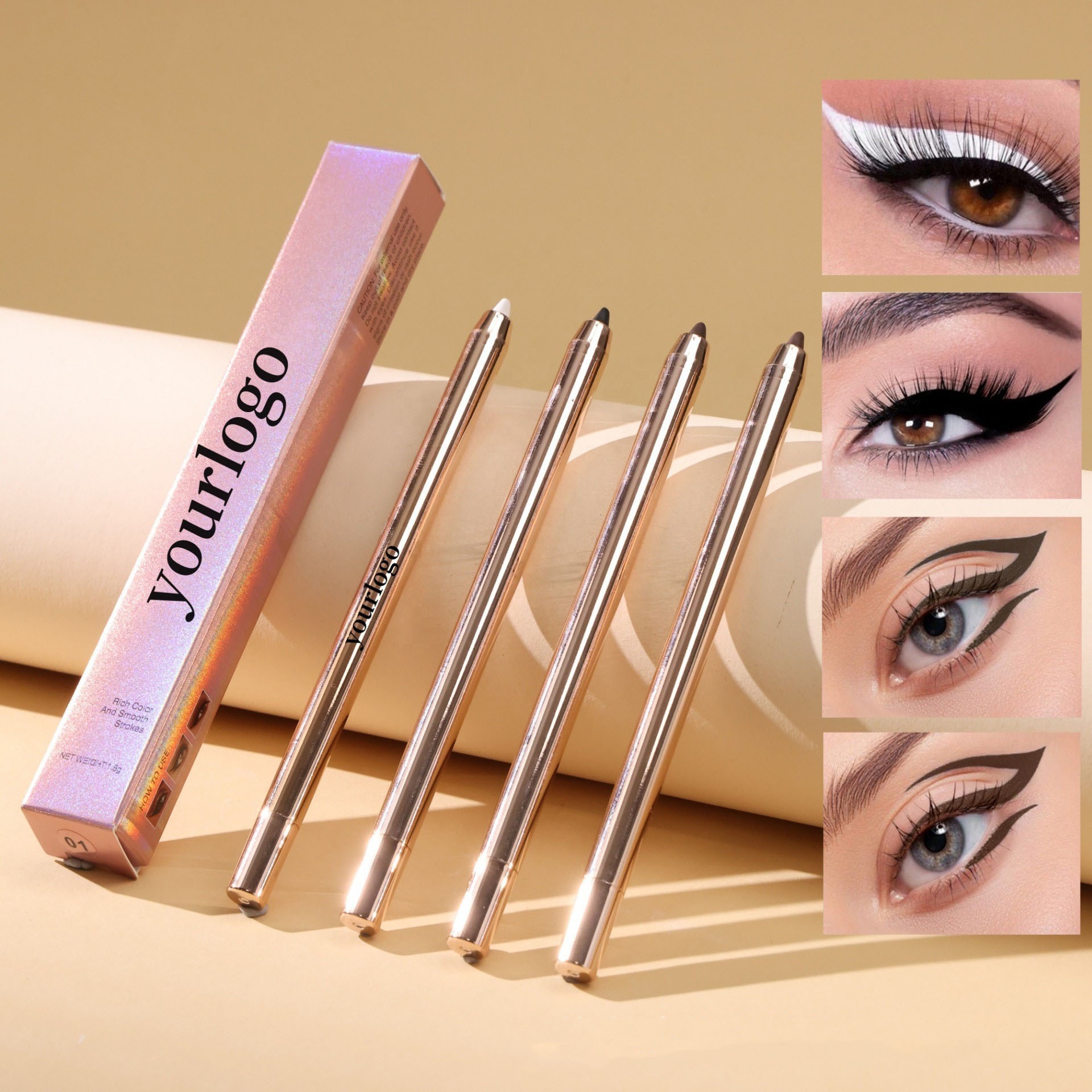 Eyeliner Gel Pen Gold Eyeliner Aegyo-sal 2-in-1 Multi-functional 4 Colors Available Eyeliner Pen
