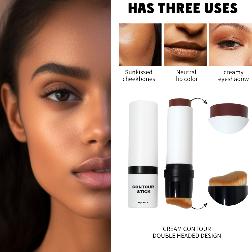 Make Your Own Brand Full Coverage Waterproof Vegan Contour Private Label Bronzer Face Makeup Cream Contour Stick With Brush