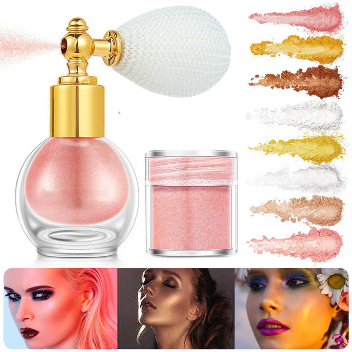 AZMEE HALAL CPNP Certified 4g Private Logo Long Lasting Mineral Body Glitter Pearl Powder Highlighter Face Brightening Bridal