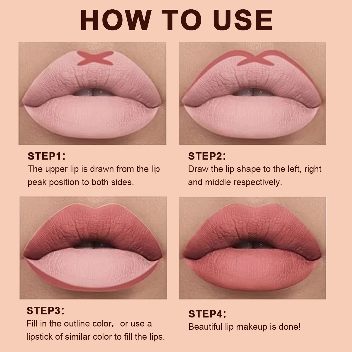 4 Colors Matt Custom Lip Crayon Private Label Long Lasting Lip Liner And Lipstick Waterproof Lip Liner Pencil
