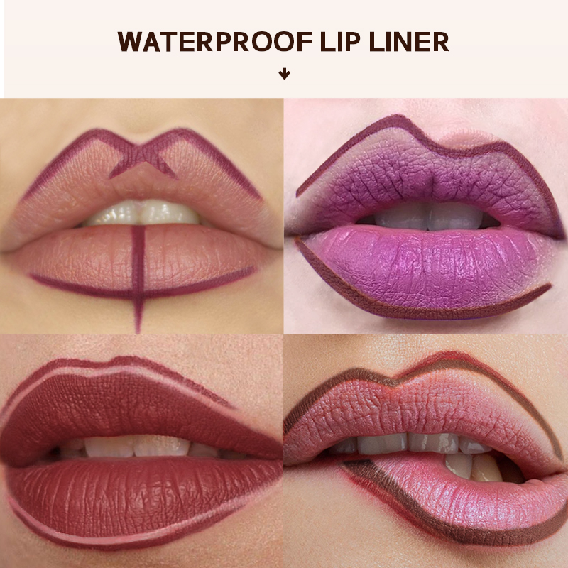 Free Sample Custom Logo Lip Contour Waterproof Matte Lip Liner Smooth Highly Pigmented Creamy Lipliner Pen Makeup Private Label