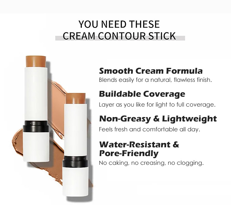 Private Label Waterproof Smoothing Matte Contour Stick With Brush New Long Lasting Foundation Stick