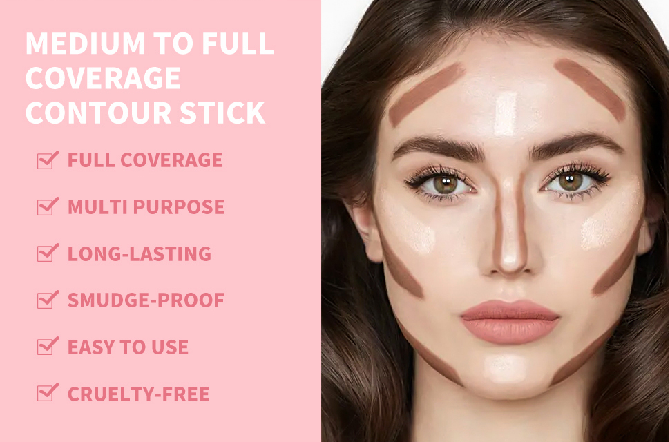 Makeup Wand Cream Contour Stick Private Label Cosmetics Manufactures Pink Makeup Stick Face Highlighter Creamy Contouring Stick