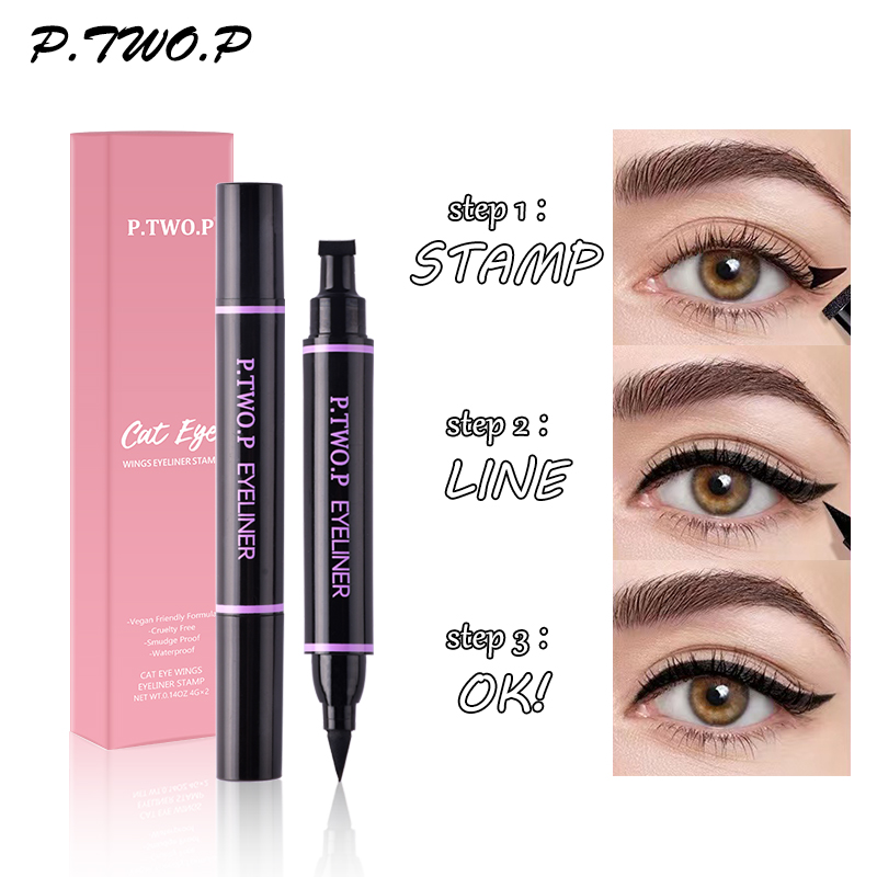P.TWO.P 2 Pcs/Lot Eye Cosmetics Waterproof Long-lasting Quick-drying Liquid Silky Smooth Beauty Makeup Soft Eyeliner