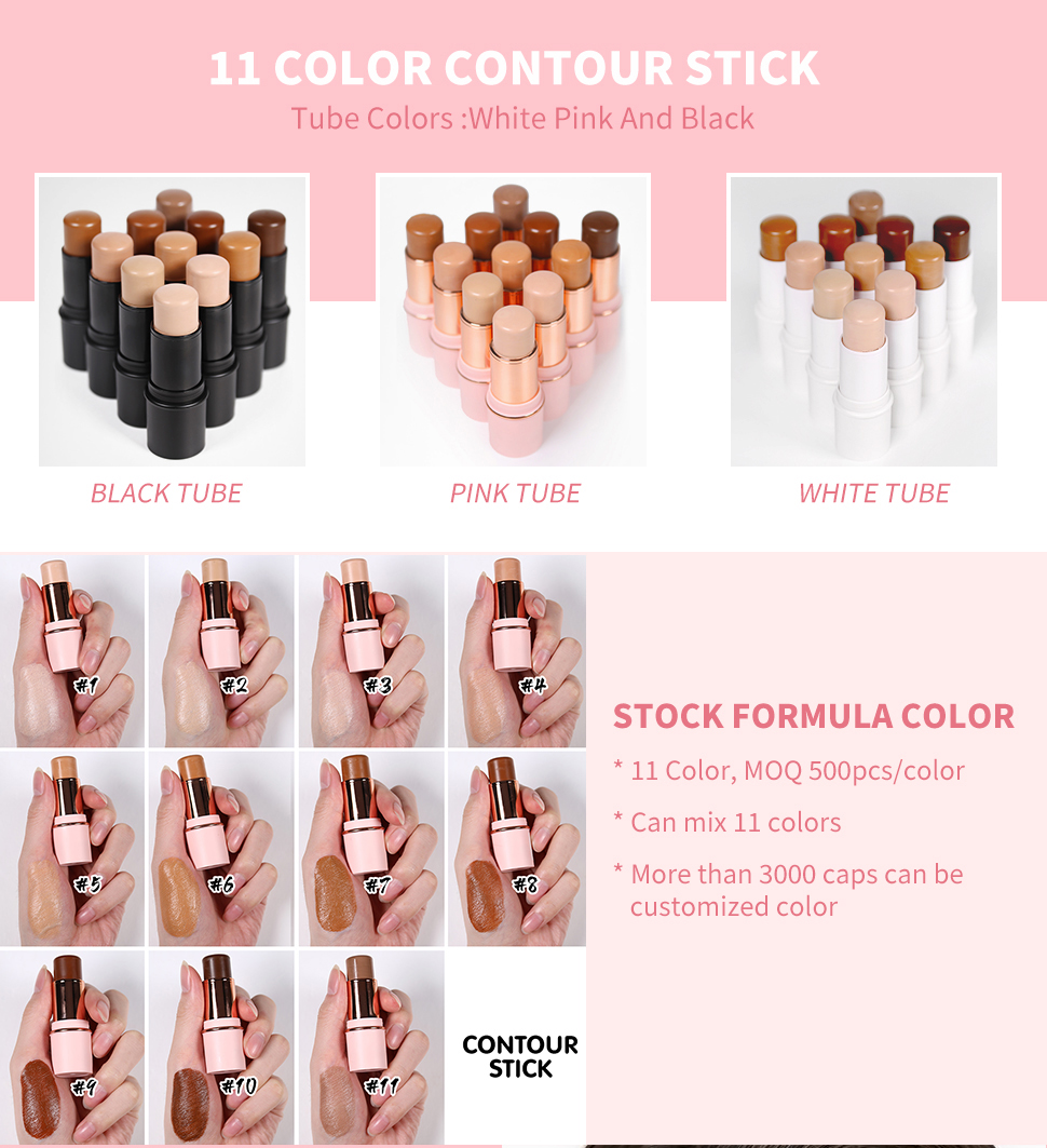 Makeup Wand Cream Contour Stick Private Label Cosmetics Manufactures Pink Makeup Stick Face Highlighter Creamy Contouring Stick