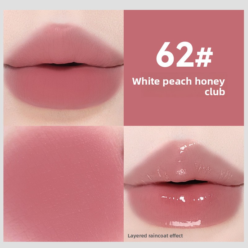 NOVO 2-in-1 Matte Lipstick &amp; Clear Raincoat Top Coat Long-Lasting Hydrating Waterproof Non-Stick Transfer-Proof Lip Makeup