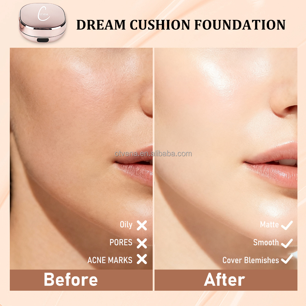 OTVENA Vegan Hydrating Cushion Foundation Moisturizer Oil Control Whitening CC Cream
