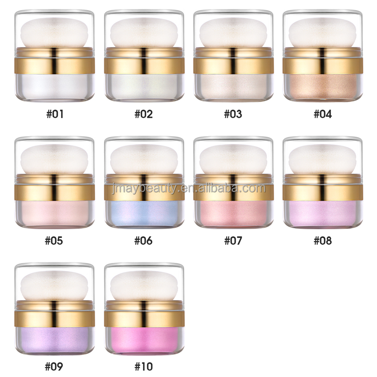 Private Label Glow Sparking Clap Powder Luxury Glitter Face Loose Powder 10 Colors Instant Retouch Body Glaze Highlighter Powder
