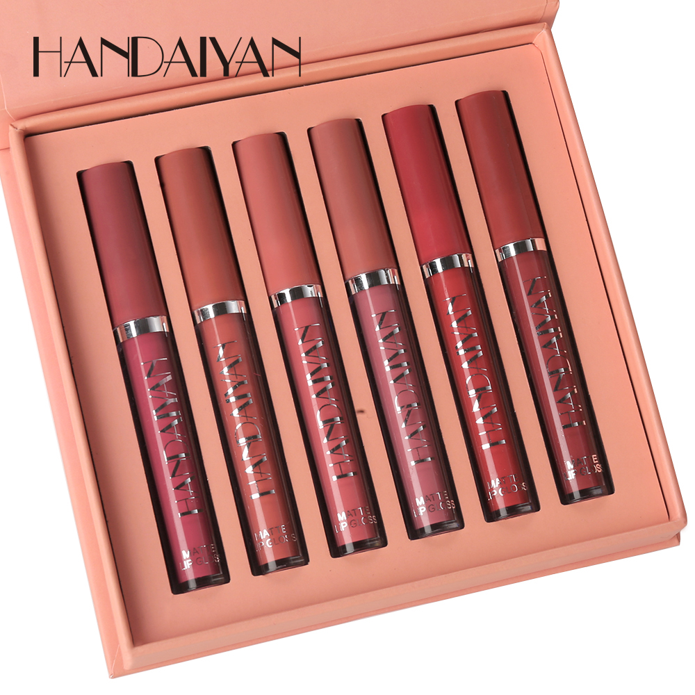 6Pcs Matte Liquid Lipstick Makeup Set Matte Liquid Long-Lasting Wear Non-Stick Cup Not Fade Waterproof Lip Gloss