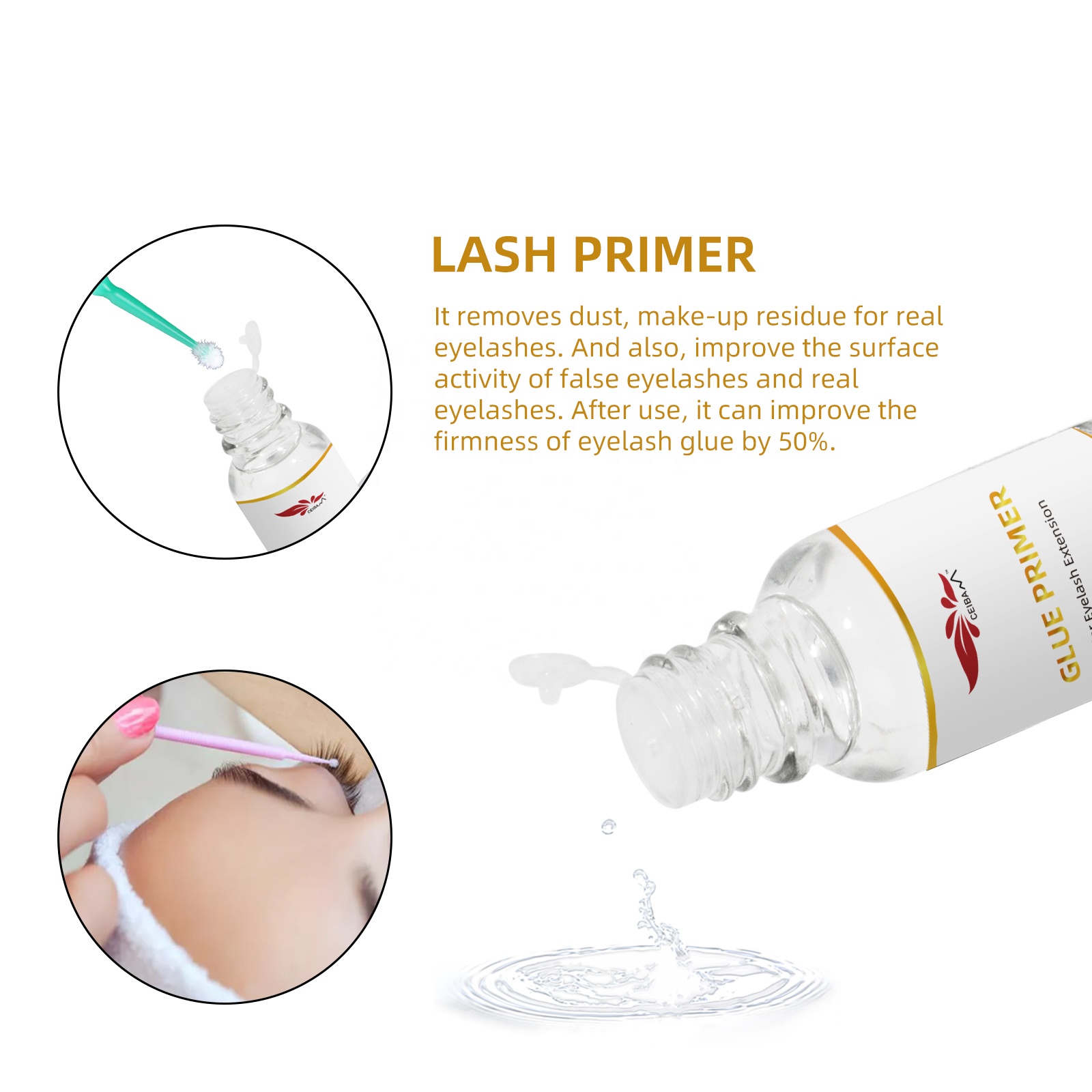 Private Label Fast and Strong Glue Lash Primer and Bonder Pretreatment for Semi Permanent Extensions Glue Oil Free Makeup Primer