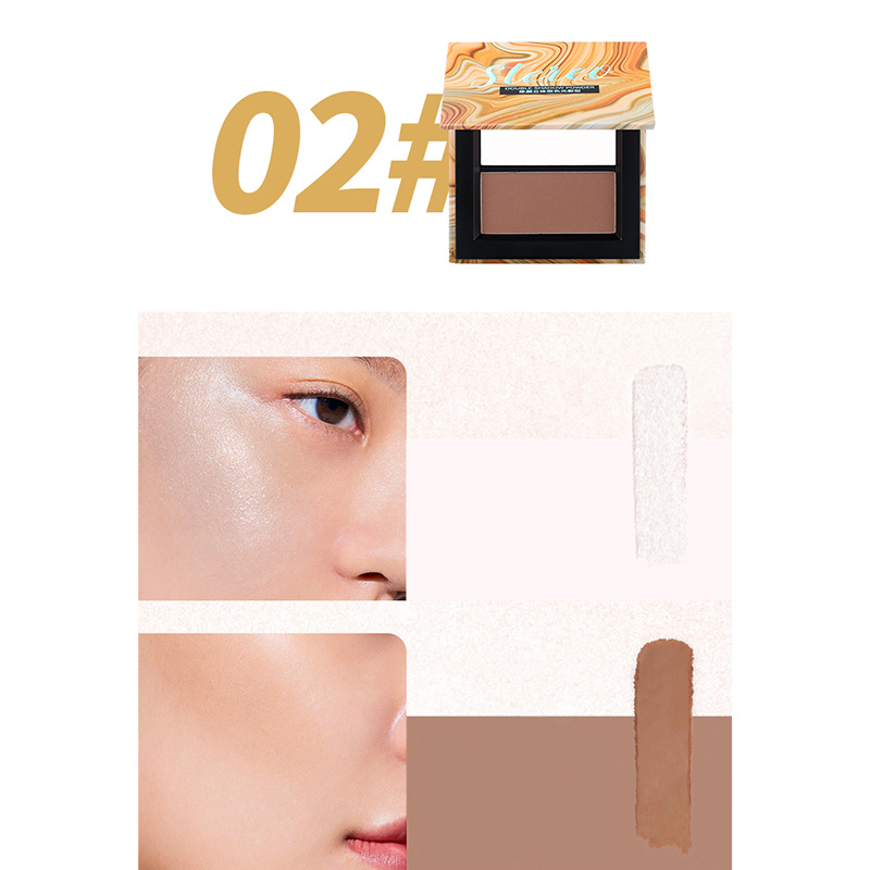 Stylish 2-in-1 Compact Powder Highlighter Silky Waterproof Easy-to-Use Features Made Minerals Multi-colors Long-lasting Matte