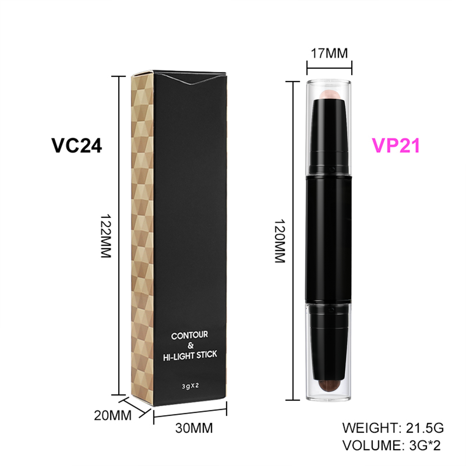 OEM Dual-End Contour &amp; Highlight Stick 4 Shades, Smudge-Proof Cream Contour Pen for Daily/Party Makeup (Bulk)