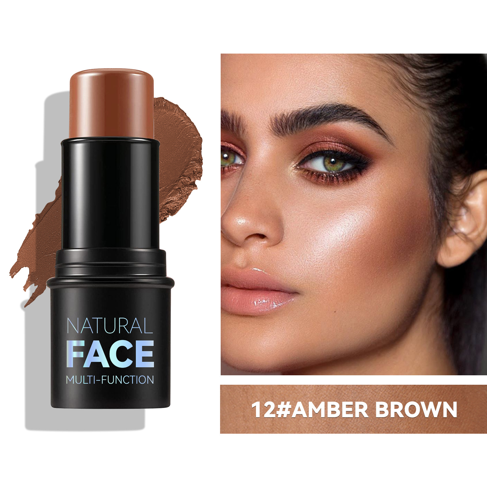 Highligting Contouring Stick Waterproof Long-lasting Lip Makeup-Non-Greasy Bronzer with Mineral Ingredients Multi-Function