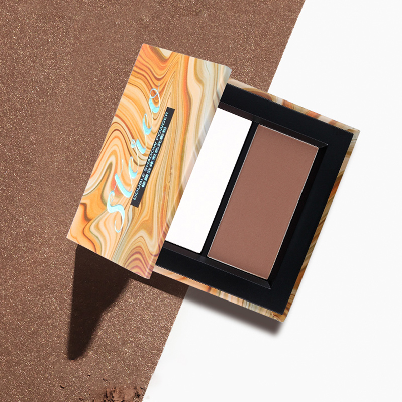 Stylish 2-in-1 Compact Powder Highlighter Silky Waterproof Easy-to-Use Features Made Minerals Multi-colors Long-lasting Matte