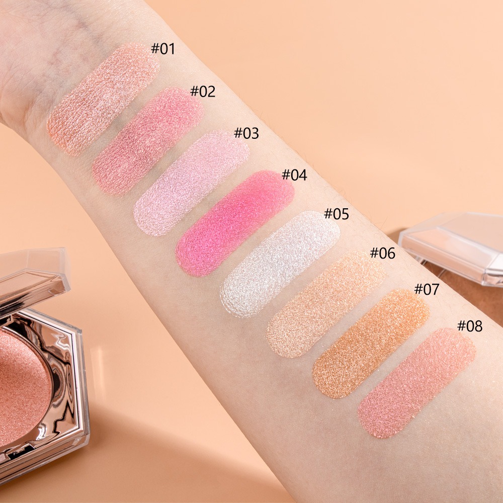 Private Label 8 Colors Waterproof Long Lasting Shimmer Glow High Pigment Pressed Powder Vegan Bronzer Highlighter Makeup
