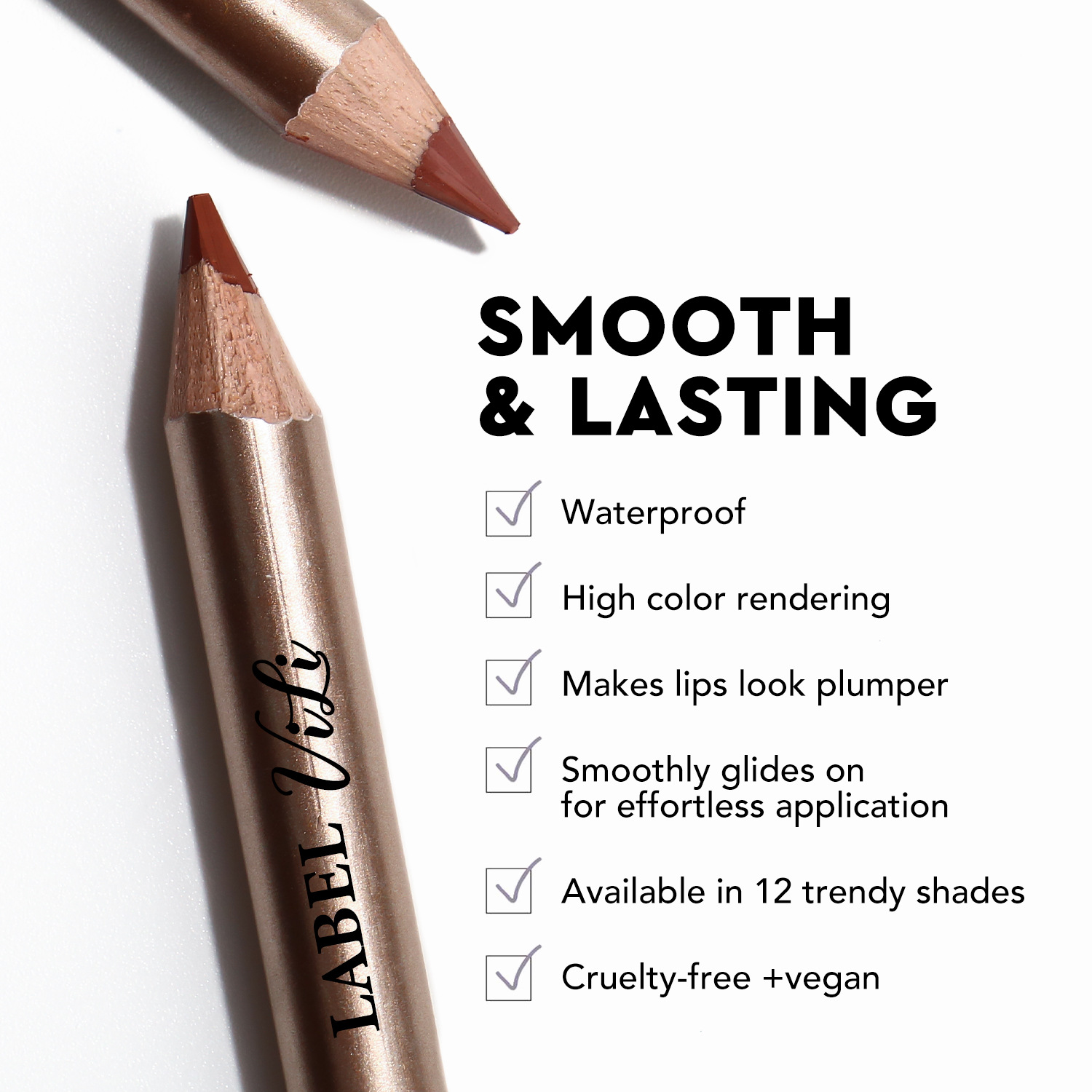 Wholesale Dark Brown High Pigmented Waterproof Retractable White Pink Black Lip Liner Private Label Logo