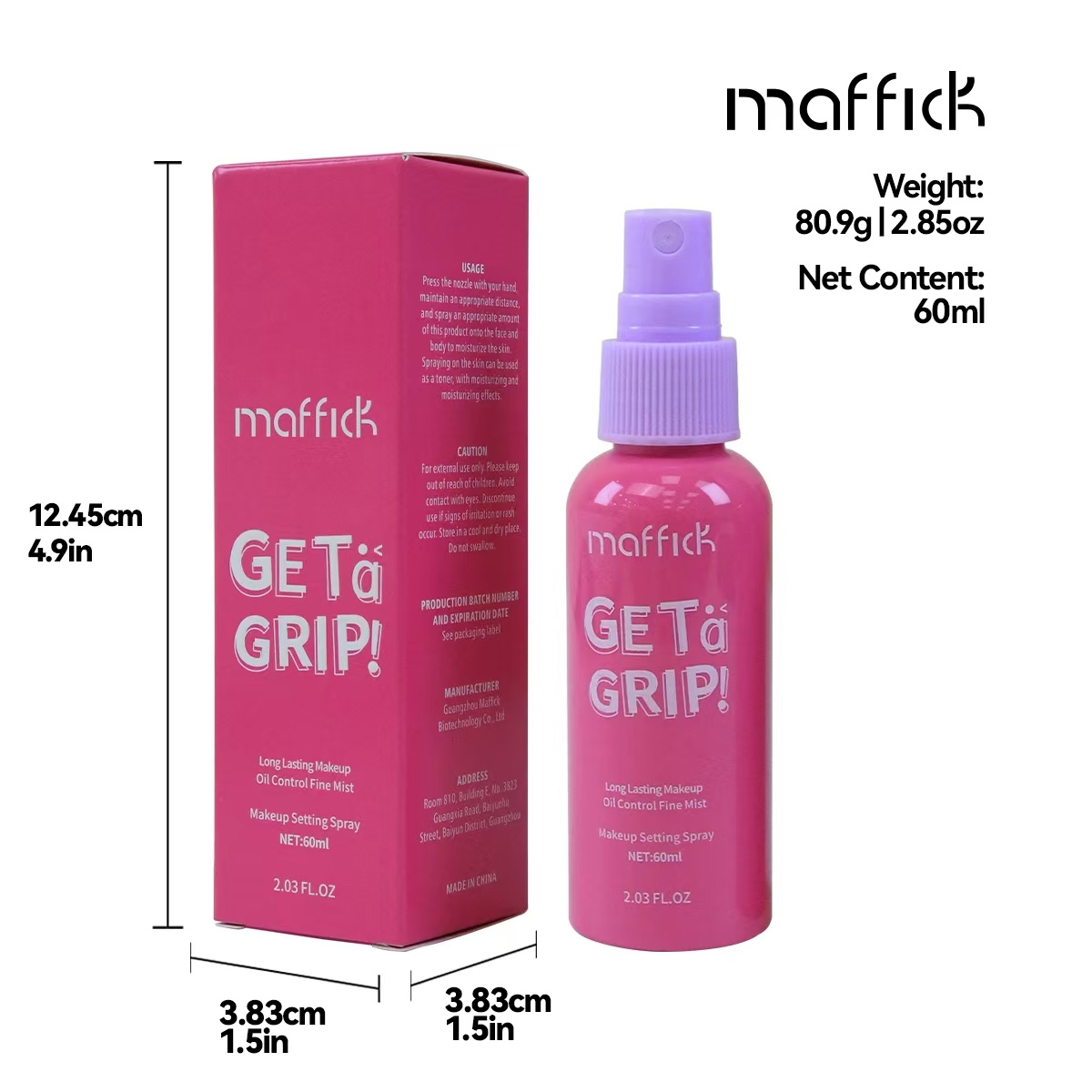 MAFFICK 60ml 100ml Watermelon Scent Liquid Moisturizing Makeup Setting Spray Private Label Custom Logo Long Lasting Oil Control