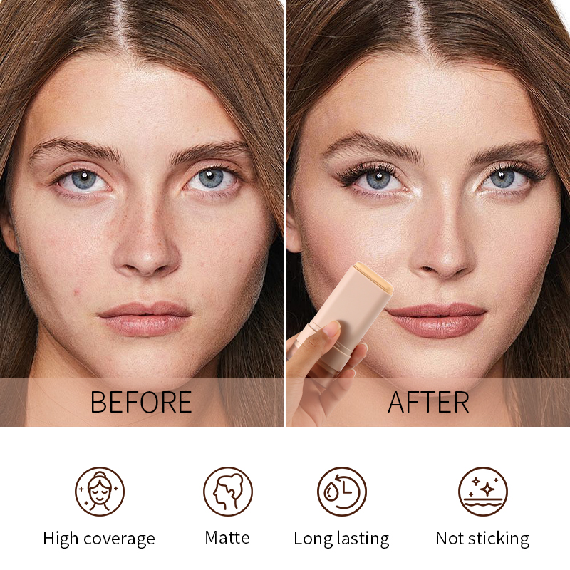 Foundation Stick Face Makeup Waterproof Nature Full Coverage Concealer Foundation With Brush