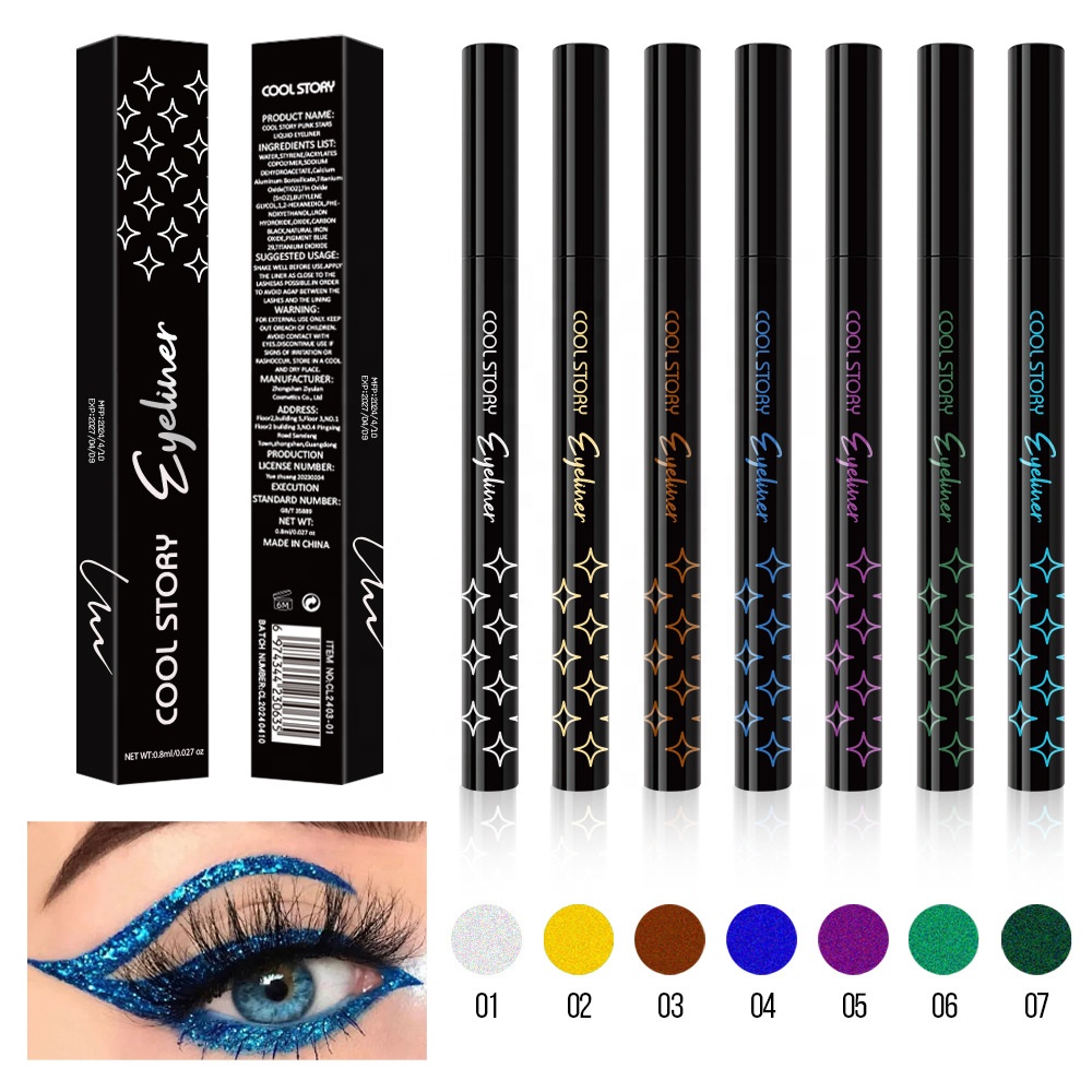 Wholesale Glitter Liquid Eyeliner Pen Waterproof Long Lasting Eyeliner Metallic Color Liquid Eyeliner for Eye Makeup