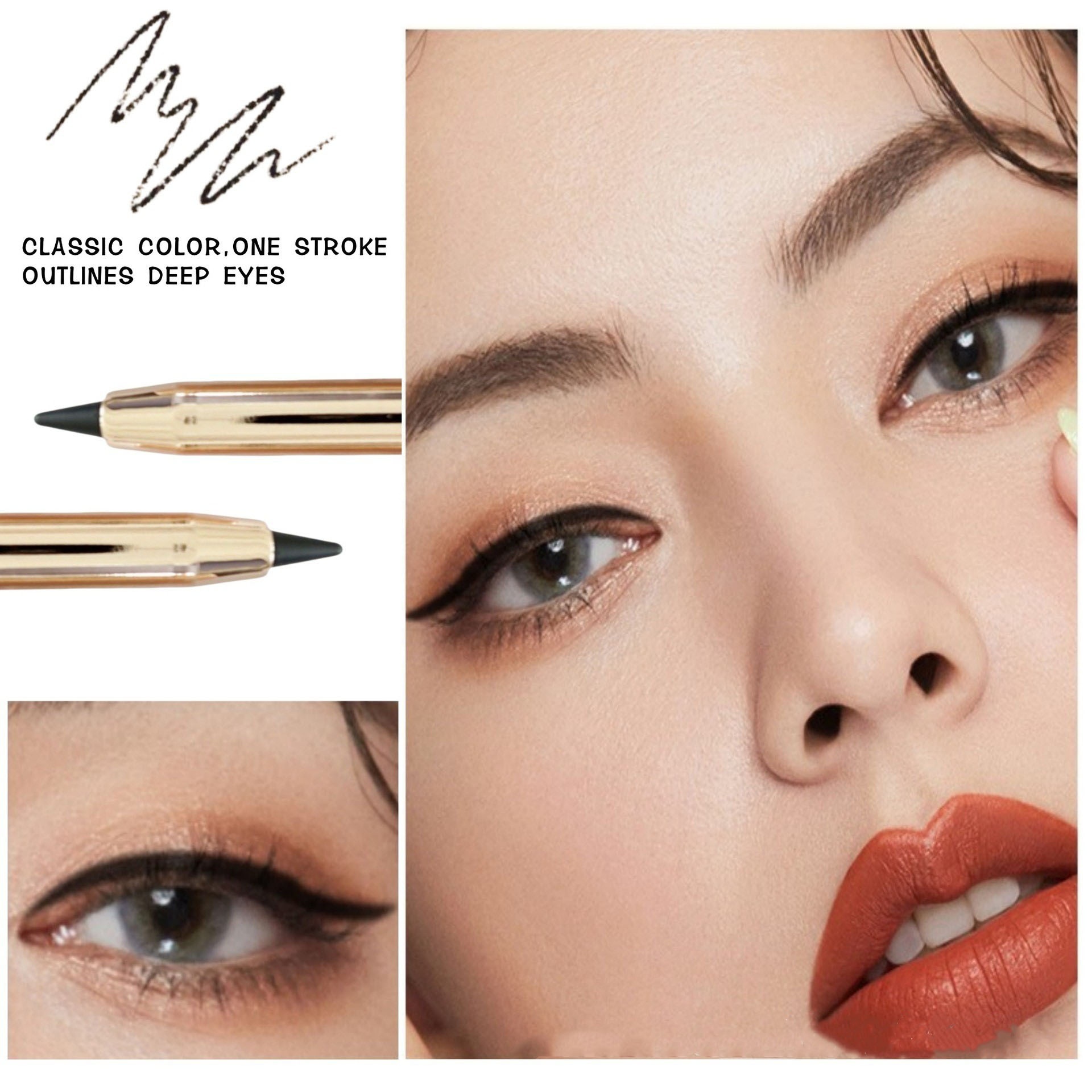 Eyeliner Gel Pen Gold Eyeliner Aegyo-sal 2-in-1 Multi-functional 4 Colors Available Eyeliner Pen