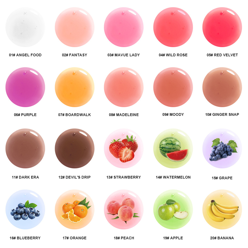 Custom No-Logo Fruit Lip Gloss Plumping Dudu Lip Oil Non-sticky Makeup Base Top Coat Over Lipstick Nighttime Lip Care Repair