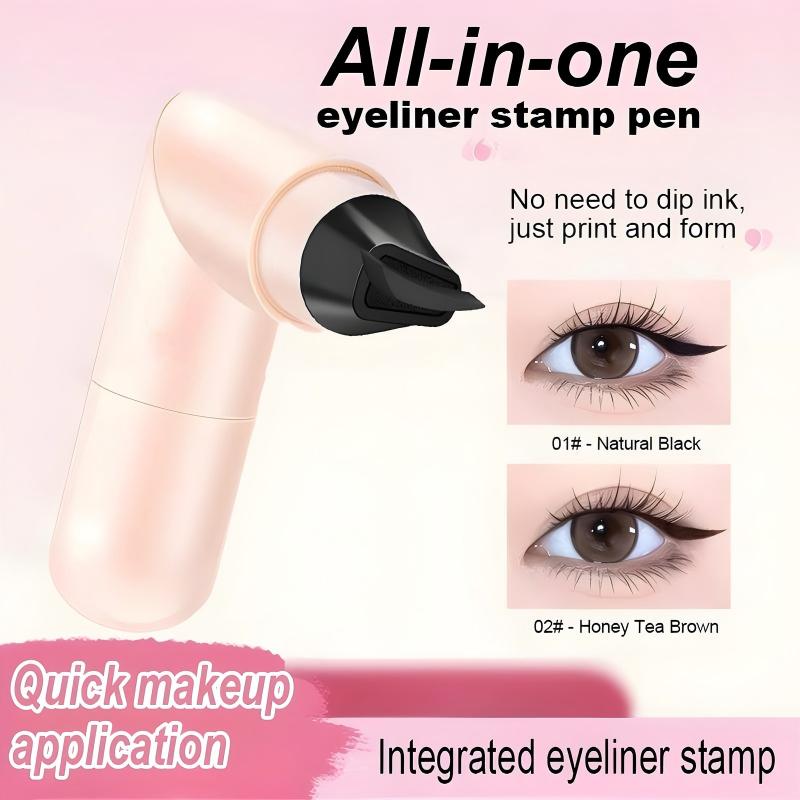 Private Label Rotating Eyeliner Stamp Double Ended Dry Waterproof 2 In 1 Eye Liner Pen Liquid Dual Eyelash Eyeliner Stamp Pen