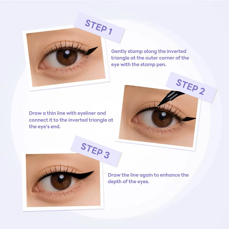 Wholesale Professional High Quality 2-in-1 Wing Stamp Eyeliner Pen-Waterproof Long Lasting Fast Drying Liquid Eyeliner for Women