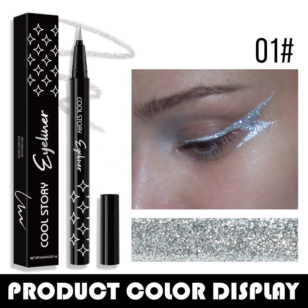 Wholesale Glitter Liquid Eyeliner Pen Waterproof Long Lasting Eyeliner Metallic Color Liquid Eyeliner for Eye Makeup