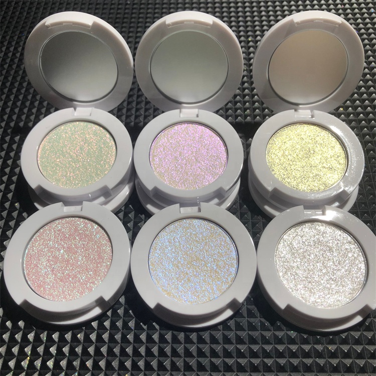 Best Selling Duochrome Holographic Mini Highlighter Makeup Palette Custom Logo Single Pressed Powder Glitter Highlighter Markers