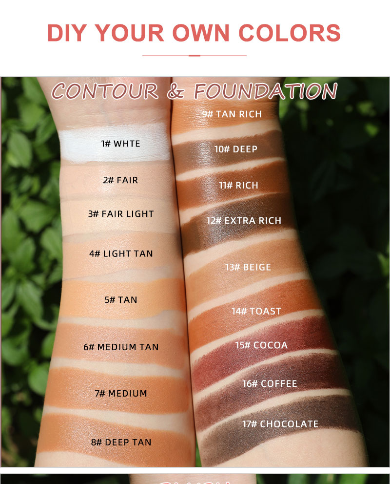 Private Label Makeup Foundation Face Concealer Pro Cream Bronzer Contour Stick Brush Tube Color Choose Freely Mineral Ingredient