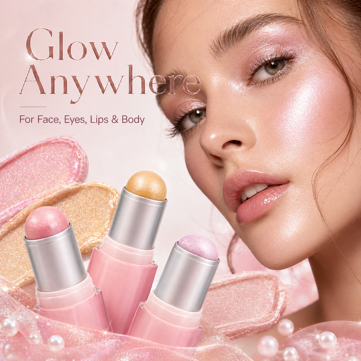 Shimmer Highlighter Stick Cream Glow Highlighter 6Shades Smooth Long-lasting Face Makeup Cosmetic Salon Makeup Artist