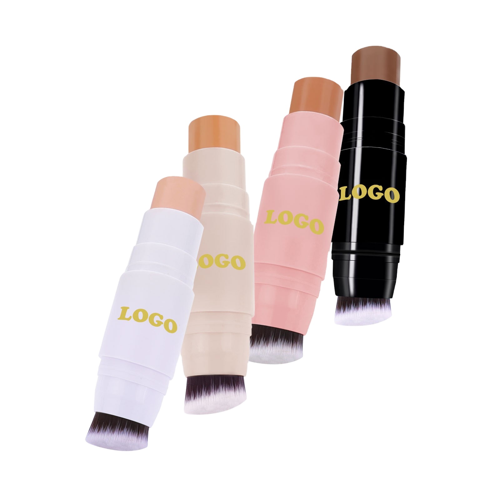 Custom 2 in 1 Highlight Contour Stick Waterproof Long Lasting With Built-in Brush for Facial Stereo Makeup