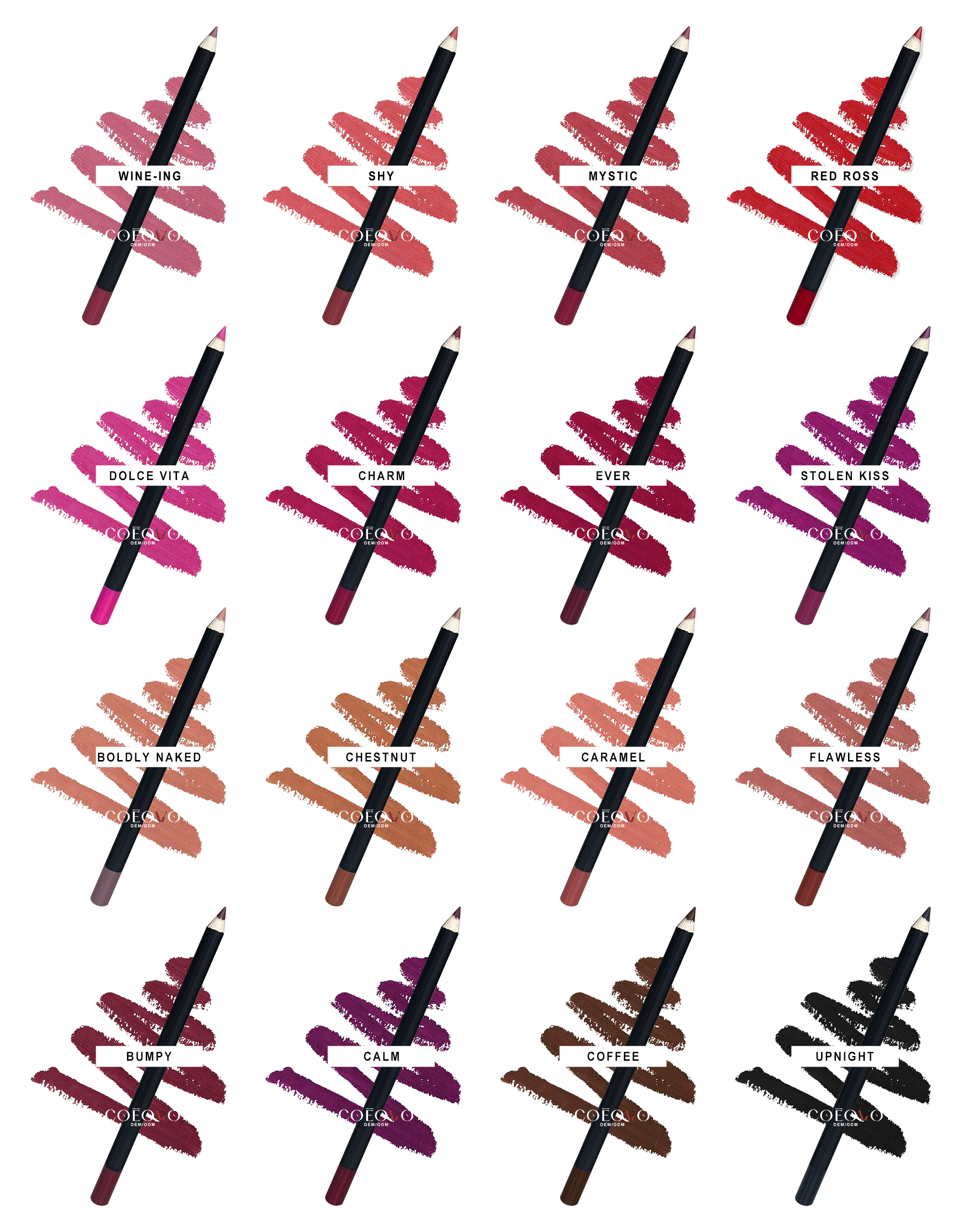 COEOVO Black Matte Lip Liner Makeup Cosmetics Cream Vendor Lip Liner Pen Private Label Brown Lip Liner Pencil