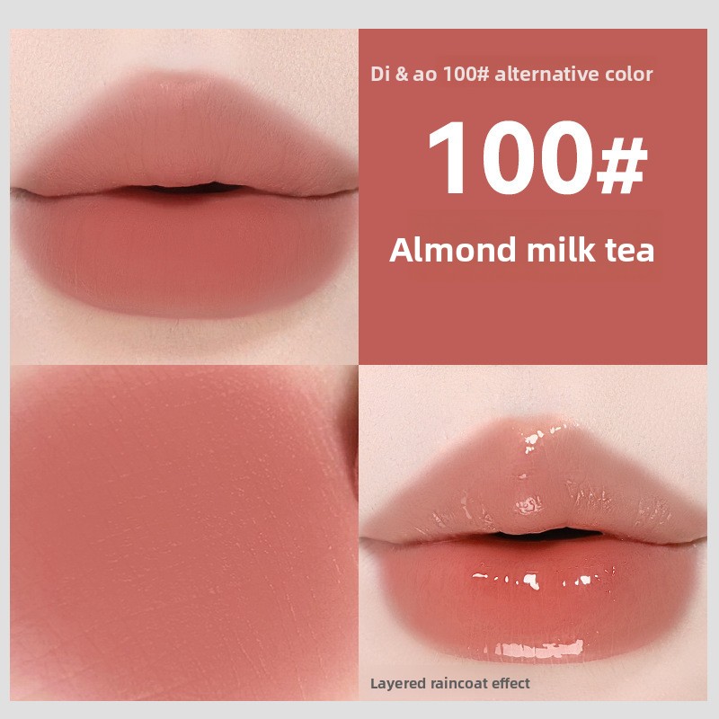 NOVO 2-in-1 Matte Lipstick &amp; Clear Raincoat Top Coat Long-Lasting Hydrating Waterproof Non-Stick Transfer-Proof Lip Makeup