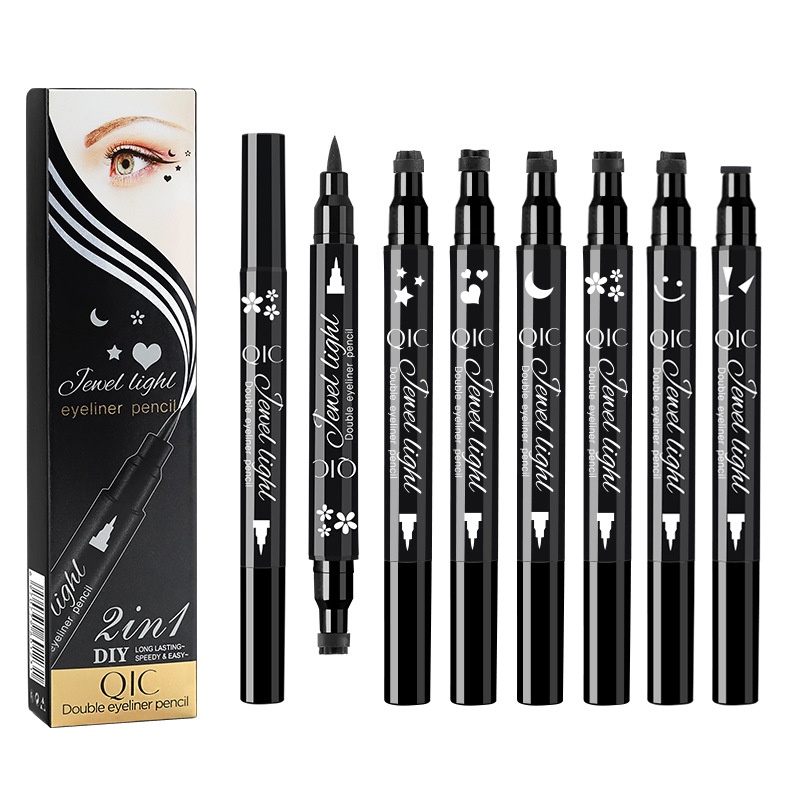 For Qic Qini Double-Ended Stamp Eyeliner Waterproof Quick-Drying Non-Smudge with Color Pattern Embellished Liquid Form for Eye