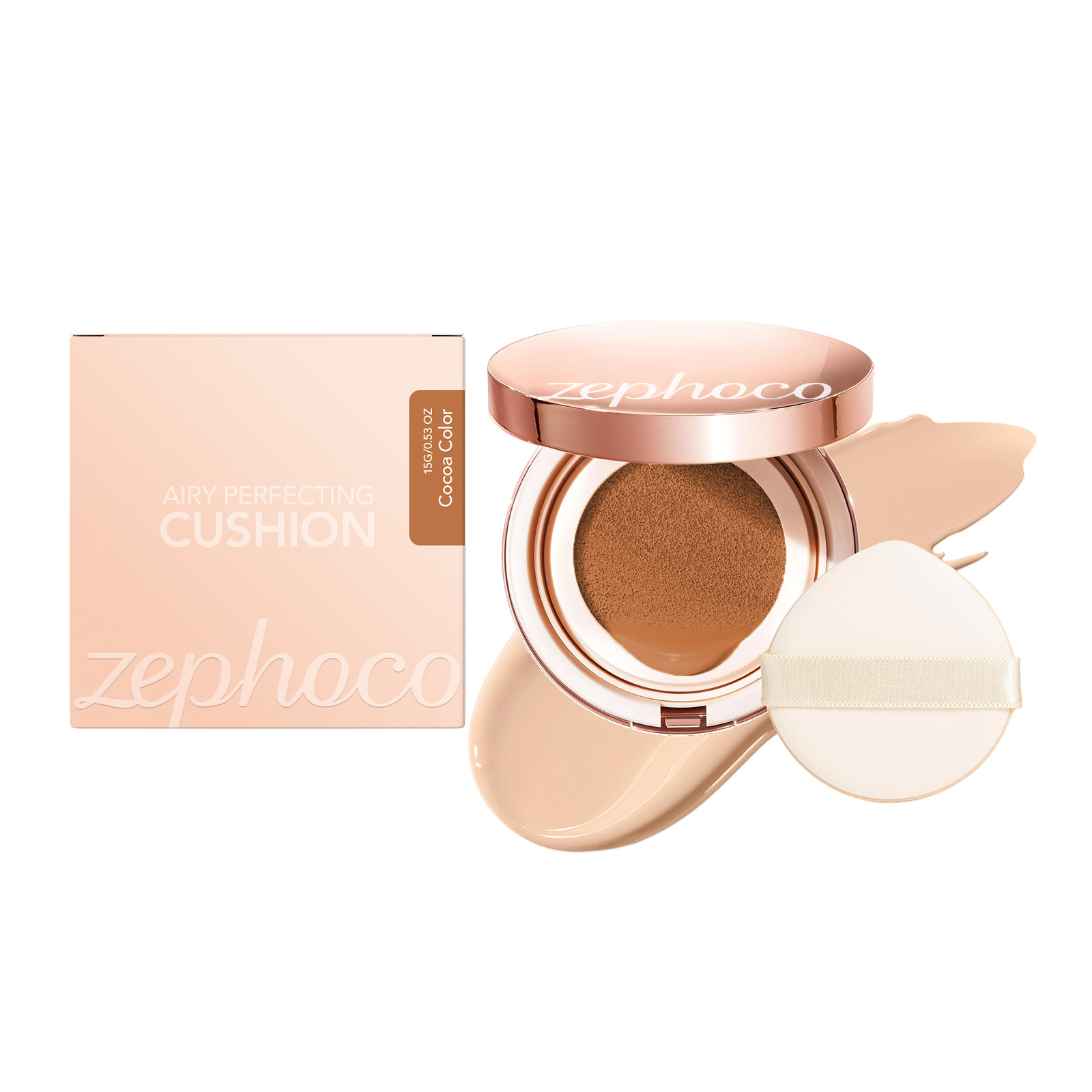 Zephoco Lightweight Concealer Air Cushion Foundation (Cocoa) Regular Size Shantou Fits Delicate Create Three-Dimensional Matte