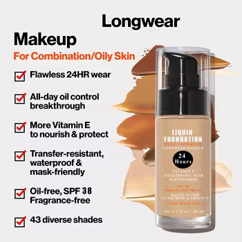 Private Label Brighten SPF 50 Longwear Full Coverage Matte Finish Liquid Foundation Face Makeup Tinted Concealer BB Cream