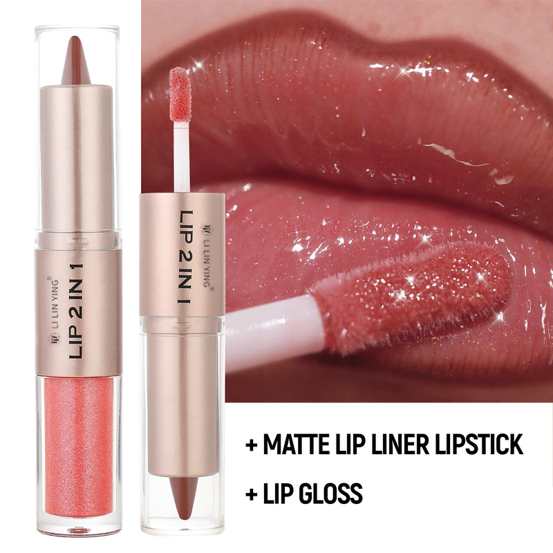 Custom Logo Mineral Oil Lipstick Lip Liner 2-in-1 Waterproof Matte Long Lasting High Pigment Shiny Moisturizing Plumper Lip