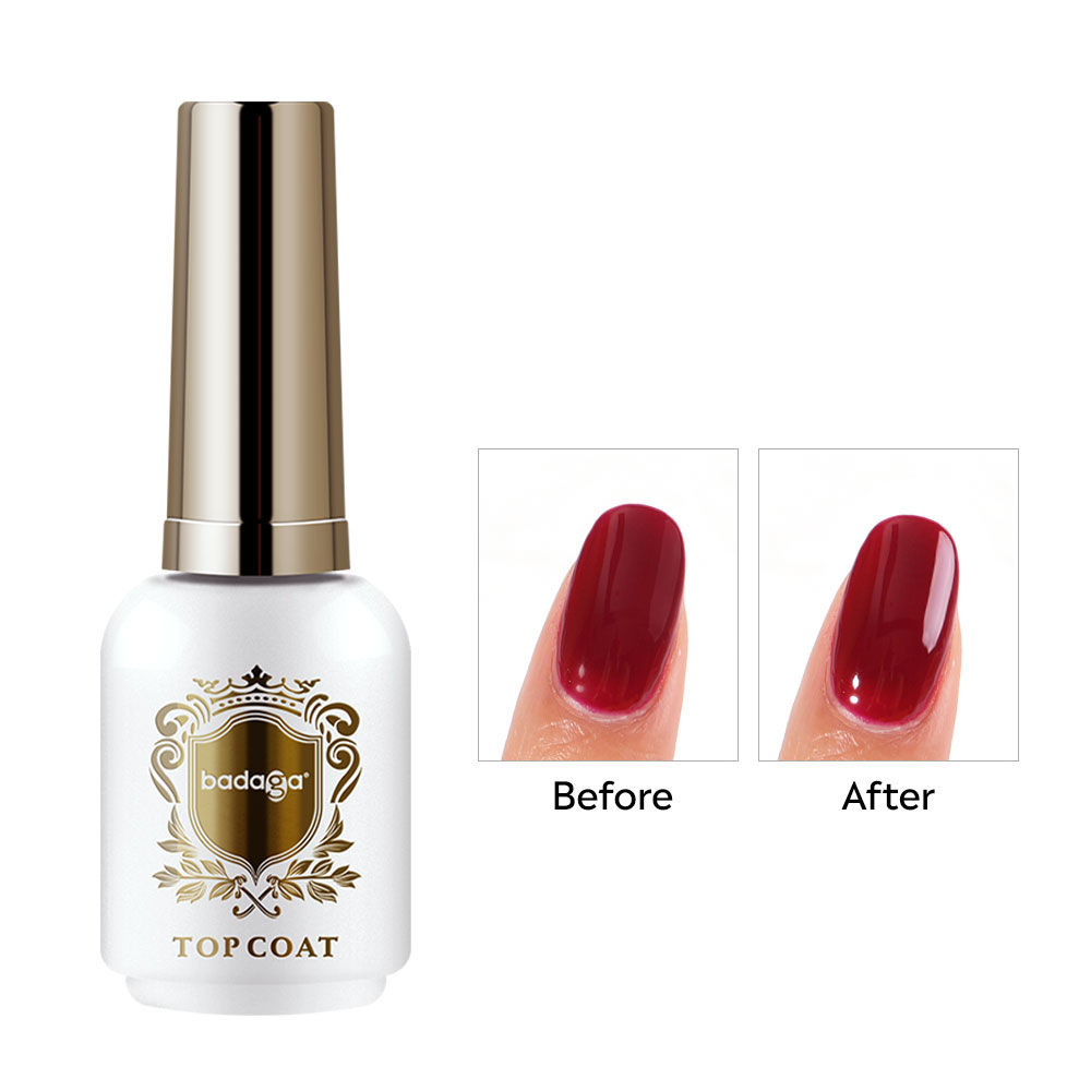 Badaga Professional Cheap Wholesale 15ml No Wipe Gel Top Coat Anti-Scratch Not-Yellowing Super Shiny Vegan Top Coat