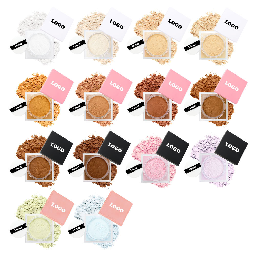 Private Label Talc Free Vegan Pink Oil Control Waterproof Matte Mineral Powder Foundation Makeup Face Matte Loose Setting Powder