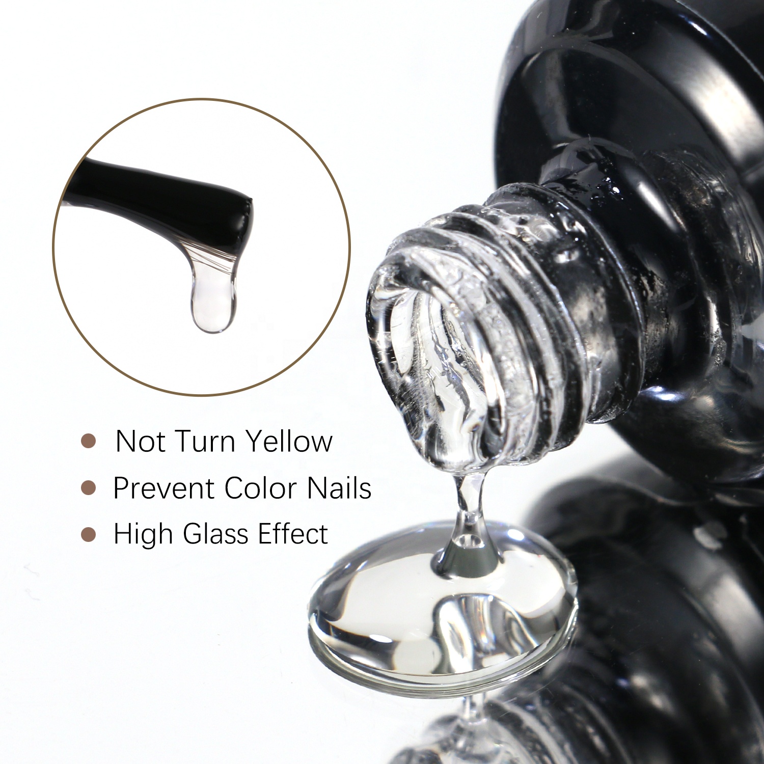 Gelsky UV Gel Top Coat No Wipe High Shine Customize Logo OEM High Quality 15ml Shiny Top Coat Gel Top Coat