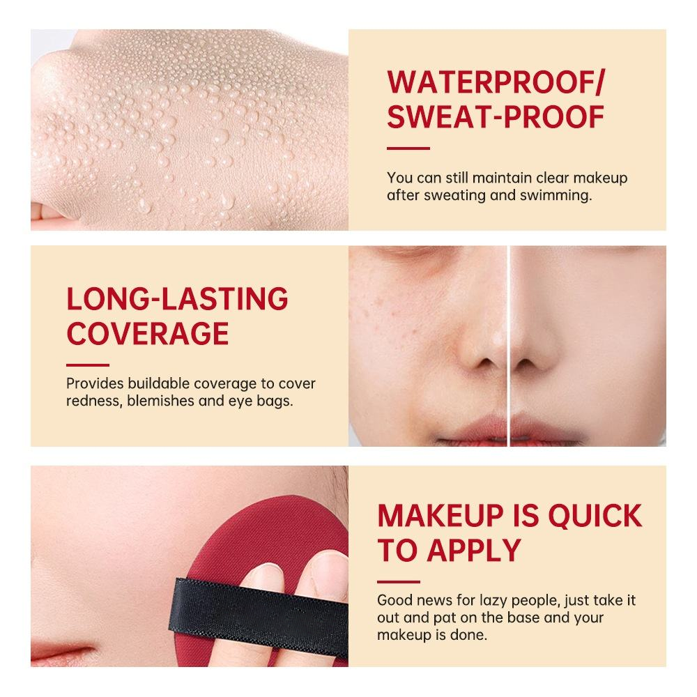 Custom Private Label Hydrating Glow Cushion Foundation, Waterproof Concealer BB Cushion Custom Logo Packaging Cosmetic