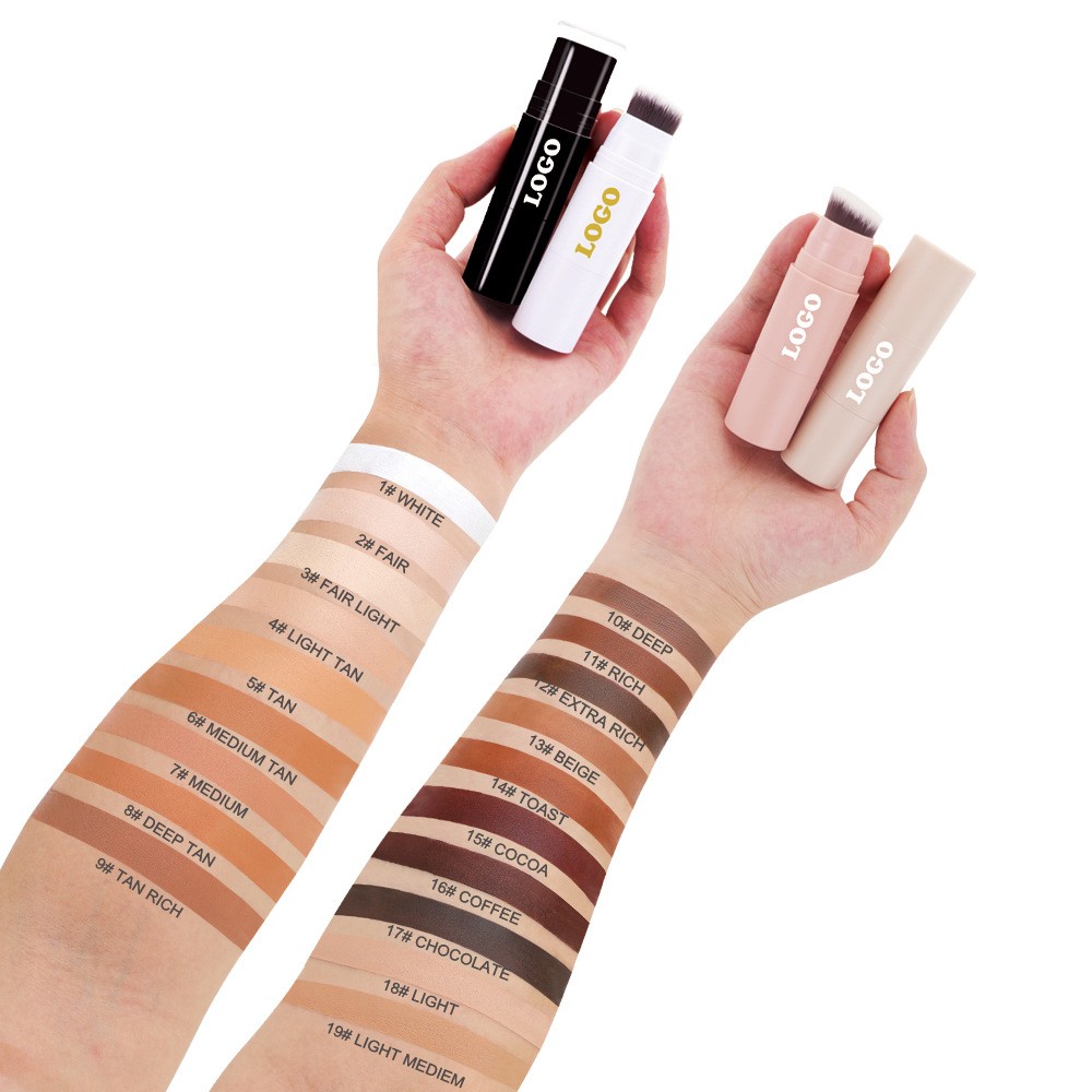 Custom 2 in 1 Highlight Contour Stick Waterproof Long Lasting With Built-in Brush for Facial Stereo Makeup