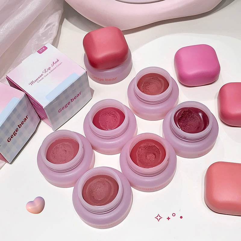 2026 NEW GegeBear Dual Purpose Face Cream Powder Blusher Lip Mud Natural Durable Waterproof Cosmetic Facial Multi Purpose Makeup